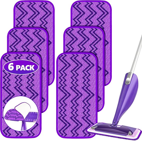 Reusable Mop Pads for Flash Powermop: 6PCS Microfiber Refills for Wet Jet