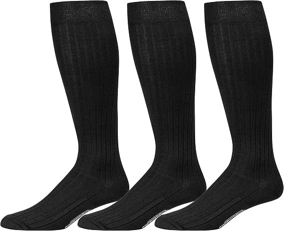 BoardroomSocks Cotton Dress Socks for Men, Knee High, Over-the-Calf | True knee-high length; comfortably stays up all day; buttery cotton; reinforced heel and toe; Made in USA from imported yarns